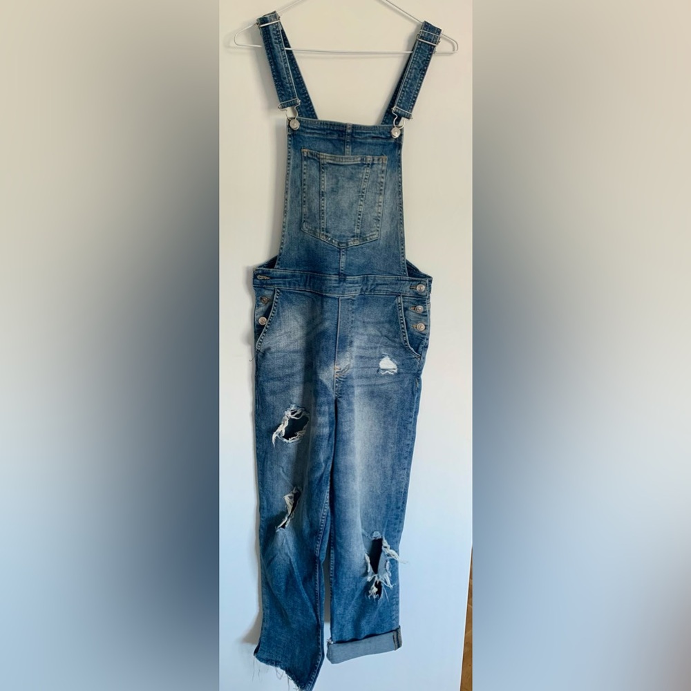 Distressed Denim Overalls
